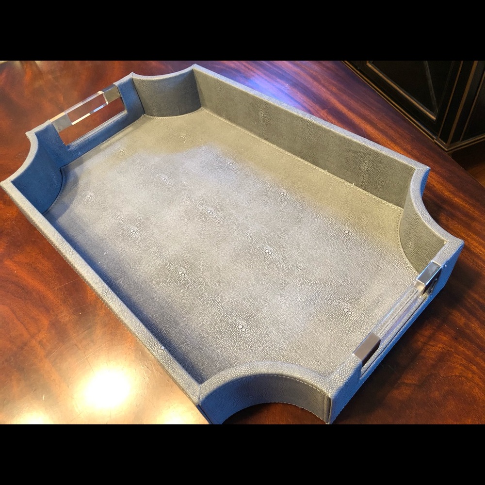 Gray Scalloped tray..
